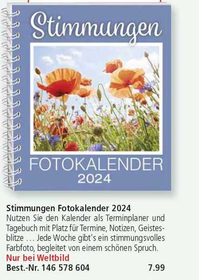  Stimmungen Fotokalender 2024 Angebot bei Weltbild - 1Prospekte.de Bildidee 
