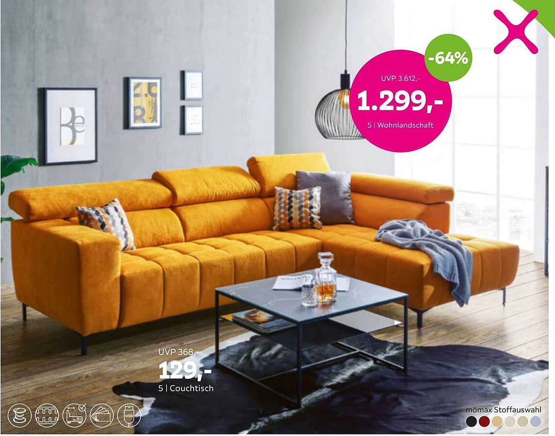 Couchtisch Wohnlandschaft Angebot bei Mömax 1Prospekte.de
