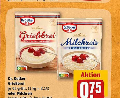 Dr Oetker Grießbrei Oder Milchreis Angebot bei REWE - 1Prospekte.de