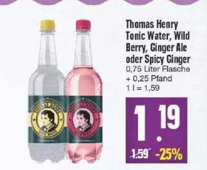 Thomas Henry Tonic Water, Wild Berry, Ginger Ale Oder Spicy Ginger ...