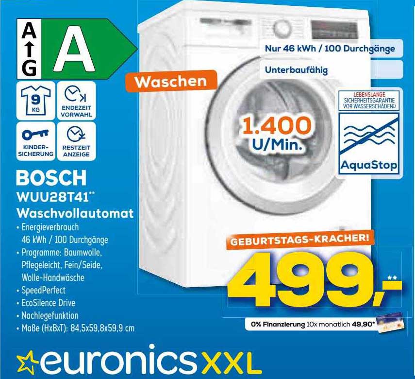 Euronics XXL Bosch Wuu28t41 Waschvollautomat