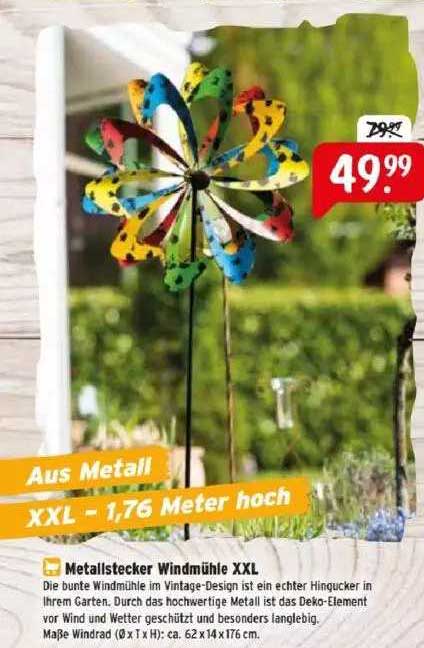 Raiffeisen Markt Metallstecker Windmühle XXL