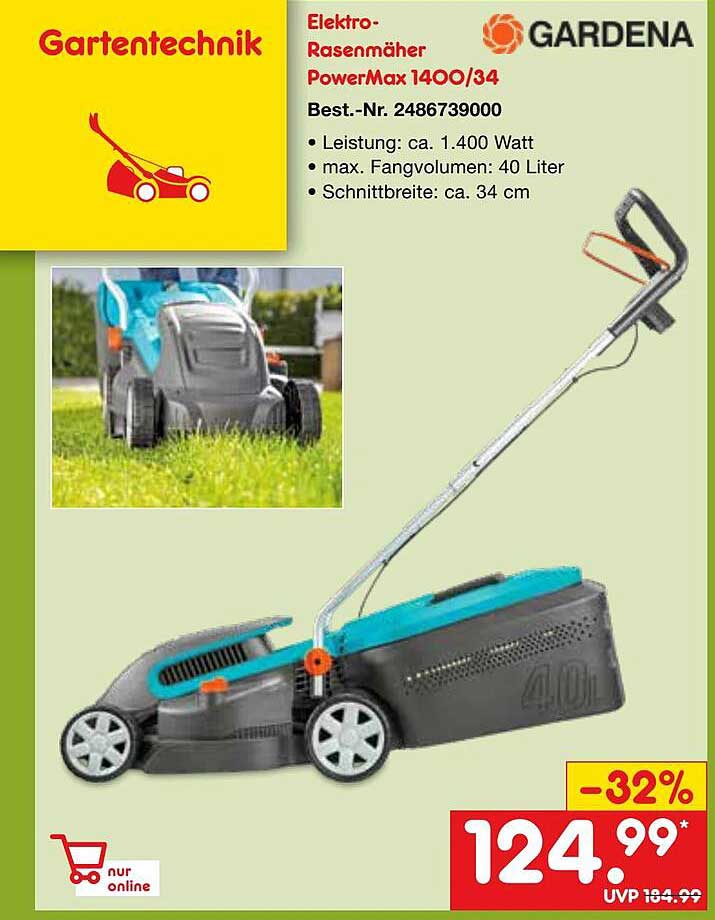 Gardena Elektrorasenmäher Powermax 140034 Angebot bei Netto Marken
