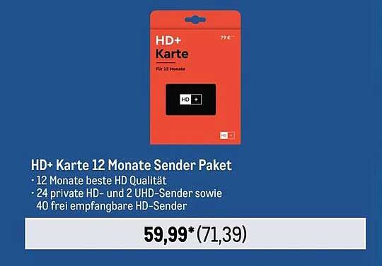 Hd+ Karte 12 Monate Günstig Kaufen Hd+ -karte Für 12 Monate Fernsehen In Brillanter Hd-qualität Angebot