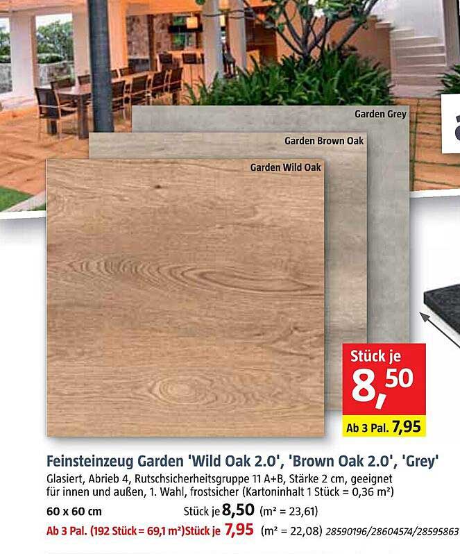 Bauhaus Feinsteinzeug Garden „wild Oak 2.0”, „brown Oak 2.0”, „grey”