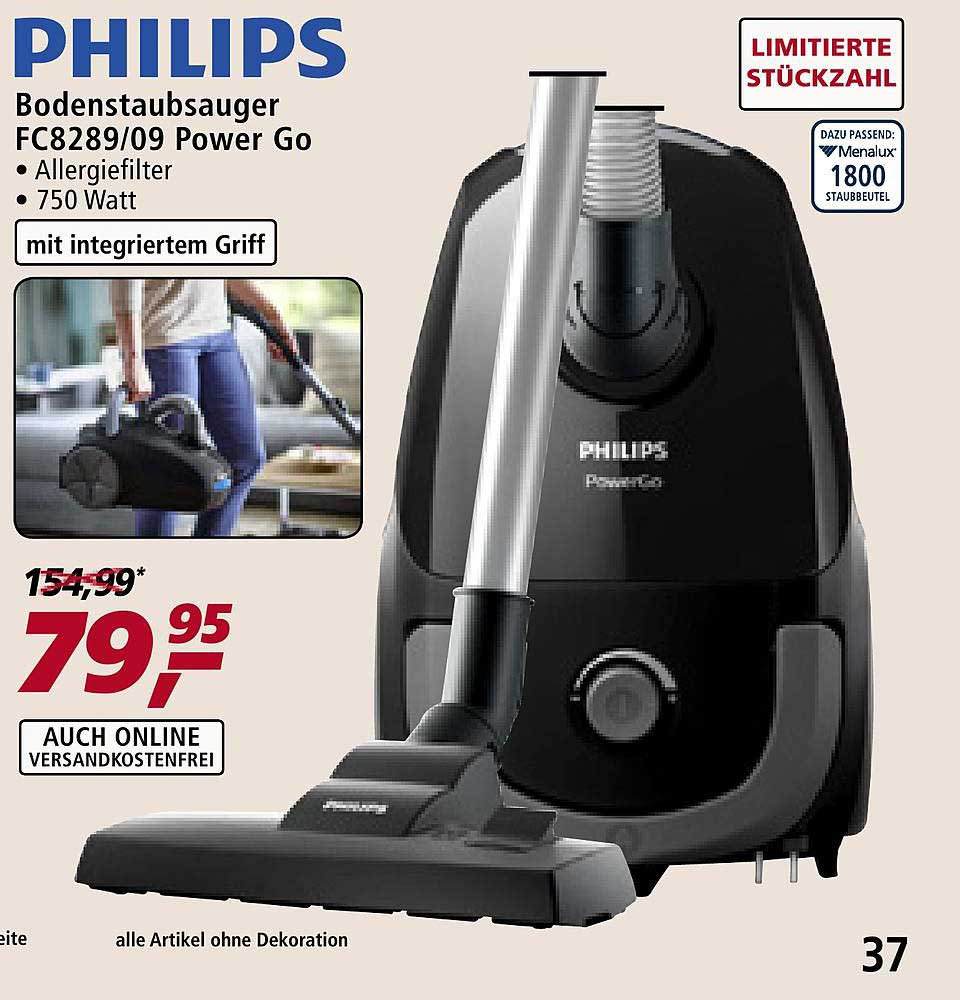 Azijn Opname Terzijde Philips Bodenstaubsauger Fc8289 09 Power Go Angebot bei Real