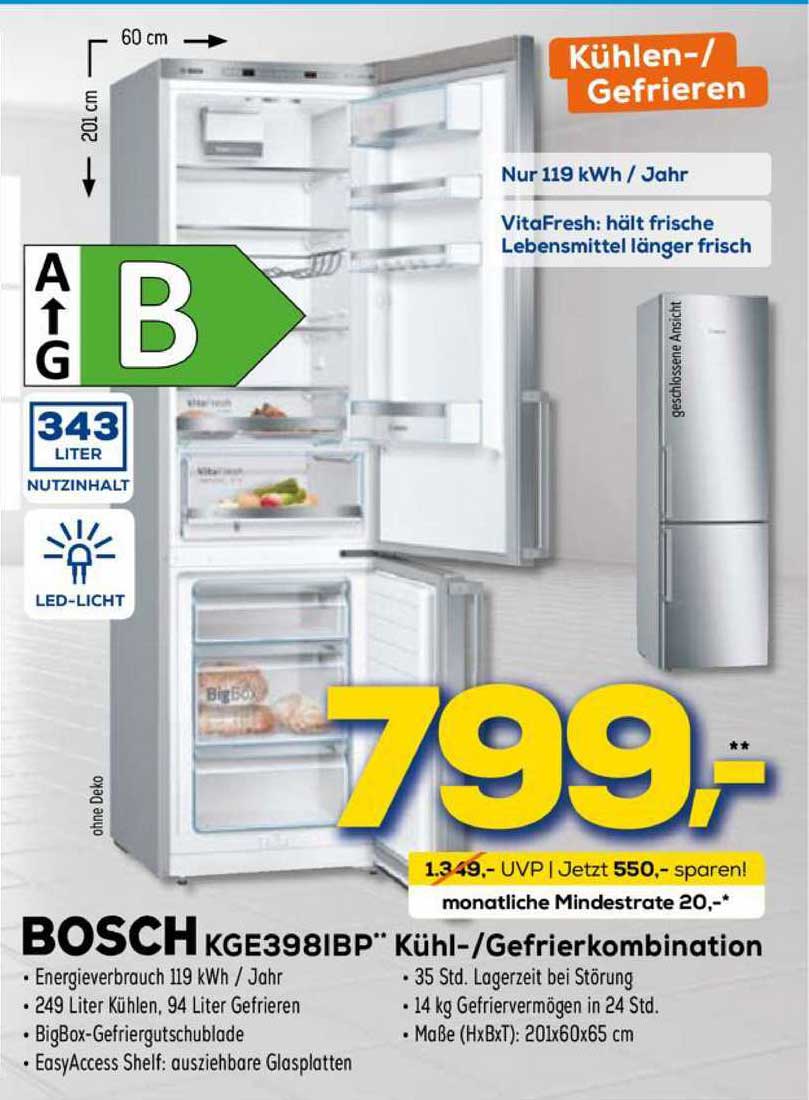 Euronics XXL Bosch Kge398ibp Kühl- Gefrierkombination