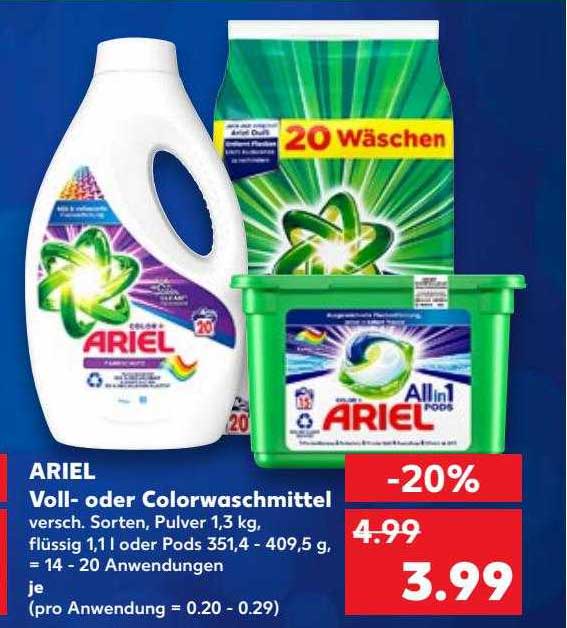 Ariel Voll Oder Colorwaschmittel Angebot bei Kaufland 1Prospekte.de