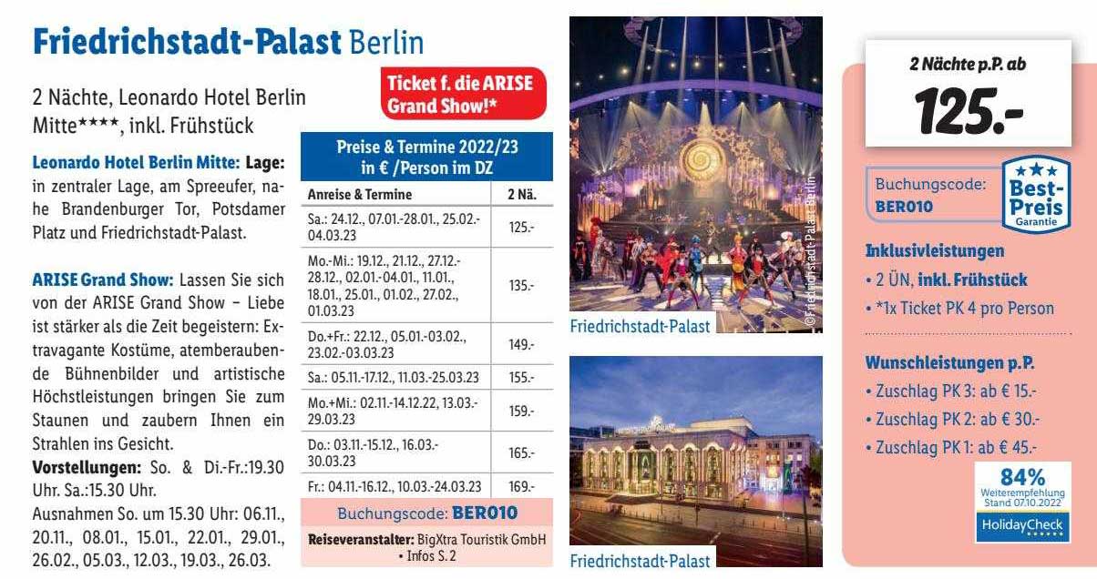 Friedrichstadtpalast Berlin Angebot bei Lidl Reisen 1Prospekte.de