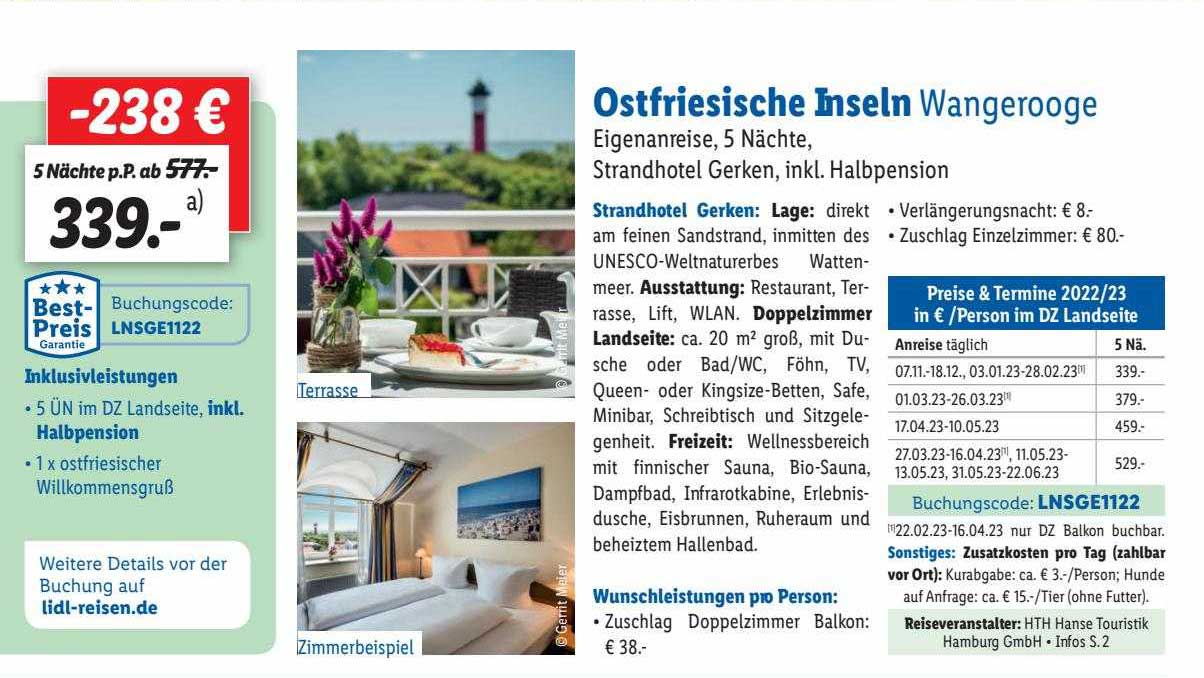 Ostfriesische Inseln Borkum Angebot bei Lidl Reisen