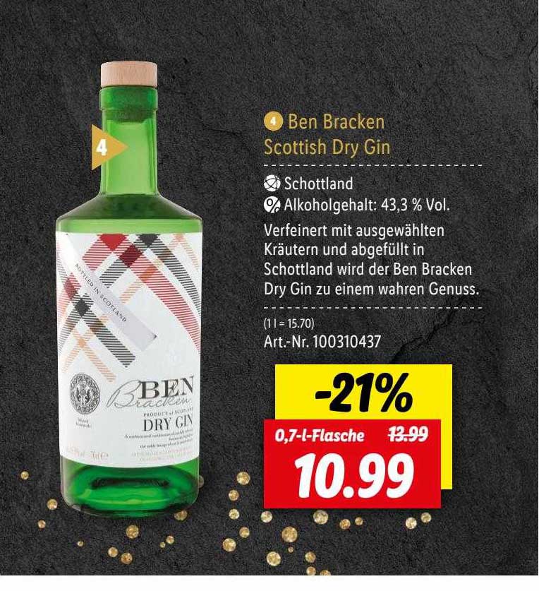 Ben Bracken Scottish Dry Gin Angebot bei Lidl