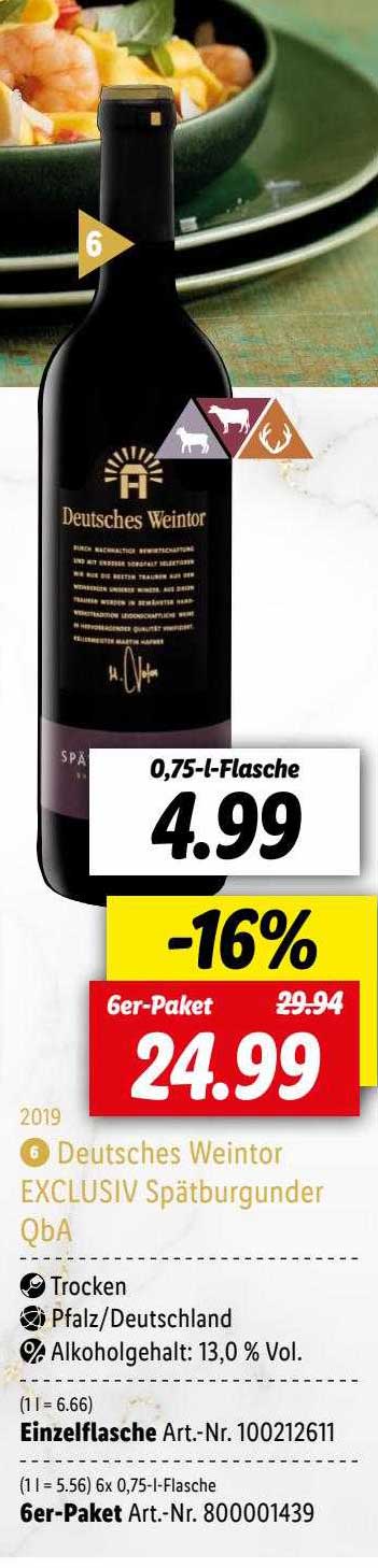Deutsches Weintor Exclusiv Spätburgunder Qba Angebot bei Lidl