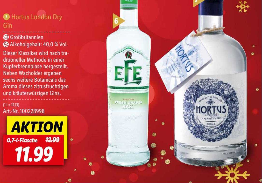 Hortus London Dry Gin Angebot bei Lidl 1Prospekte.de