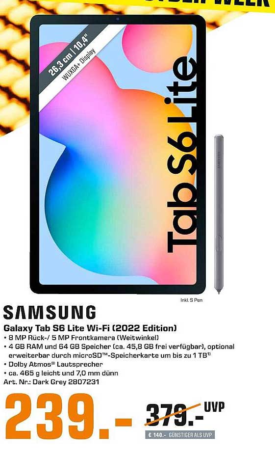 1 x galaxy tab s6 lite wi fi