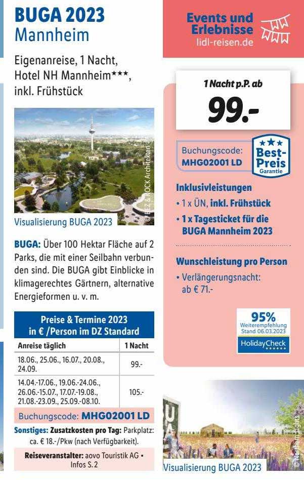 Buga 2023 Mannheim Angebot bei Lidl Reisen 1Prospekte.de