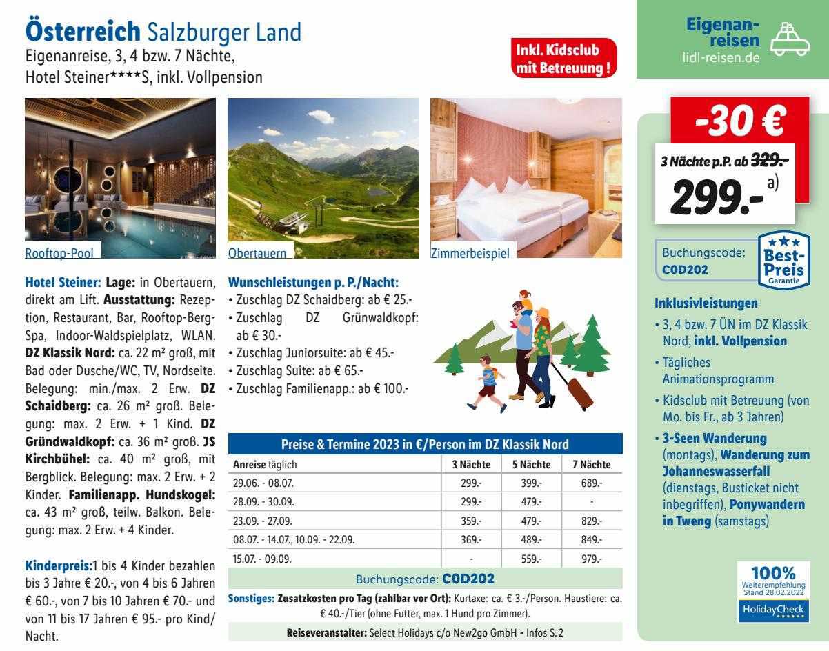 österreich Salzburger Land Angebot bei Lidl Reisen 1Prospekte.de