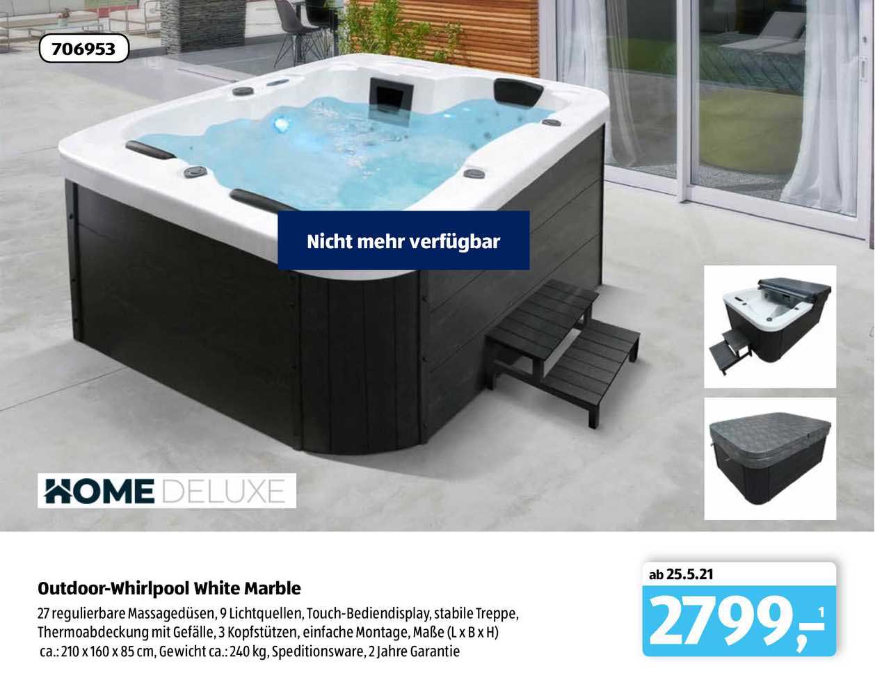 Home Deluxe Outdoor-whirlpool White Marble Angebot bei ALDI sud