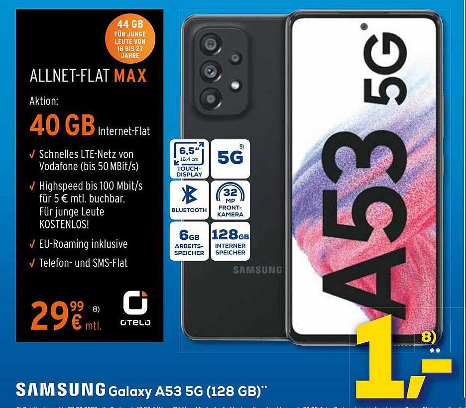 Samsung Galaxy A53 5g (128 Gb) Angebot bei Euronics XXL - 1Prospekte.de