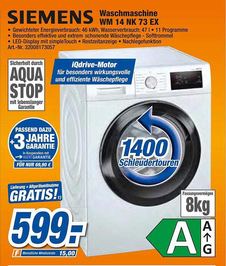 Siemens Waschmaschine Wu 14 Ut 40 Test Siemens Waschmaschine Wu 14 Ut 7 1ex Angebot bei Expert Techno Land