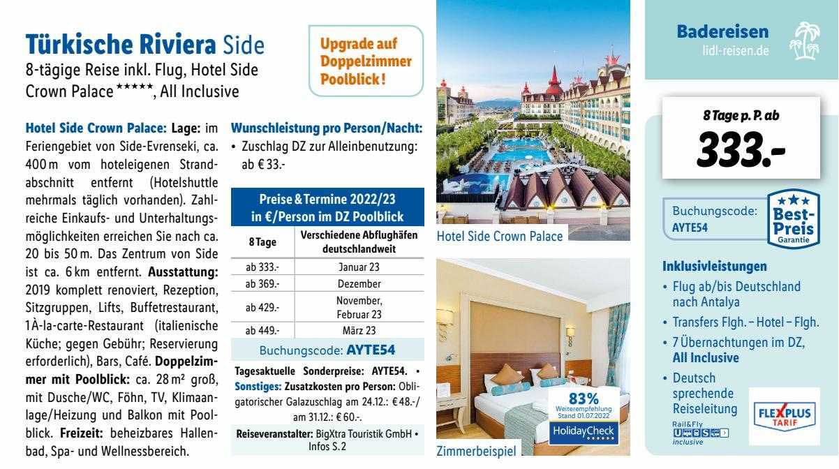 Türkische Riviera Side Angebot bei Lidl Reisen