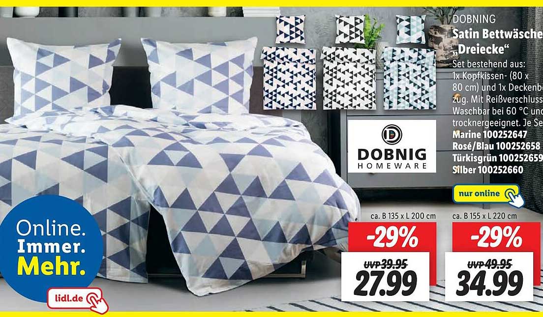 Dobning Satin Bettwäsche „dreiecke“ Angebot bei Lidl 1Prospekte.de