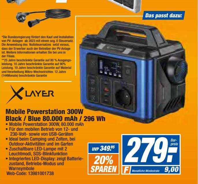Xlayer XLAYER POWERSTATION 300W 80.000 MAH / 296WH