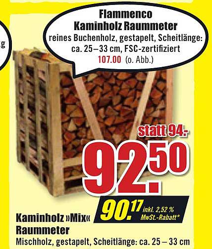 B1 Discount Baumarkt Kaminholz „mix” Raummeter