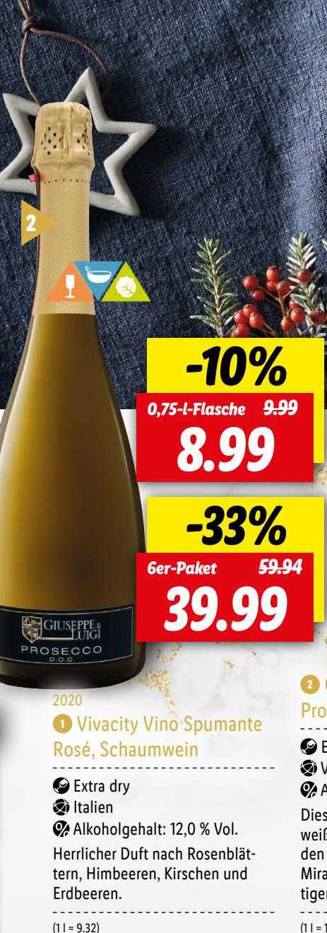 Vivacity Vino Spumante Rosé, Schaumwein Angebot bei Lidl