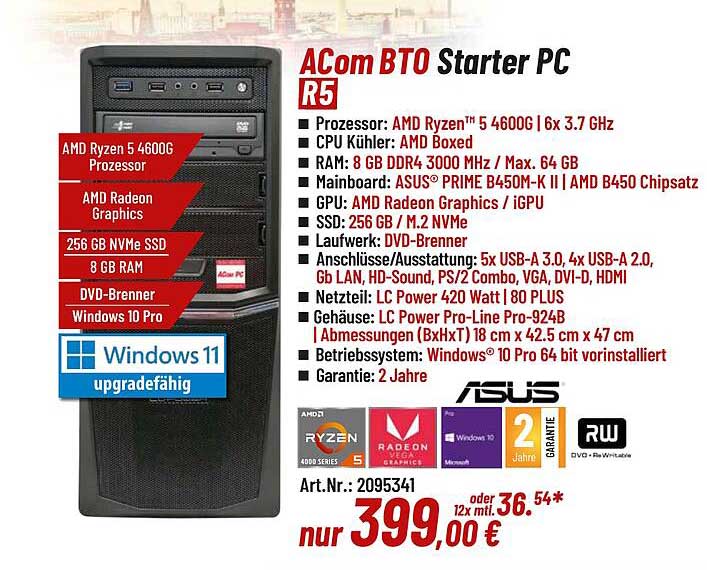 Acom Bto Starter Pc R5 Angebot bei ACom PC - 1Prospekte.de