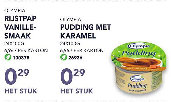 Bidfood Olympia Rijstpap Vanille-smaak Of Pudding Met Karamel