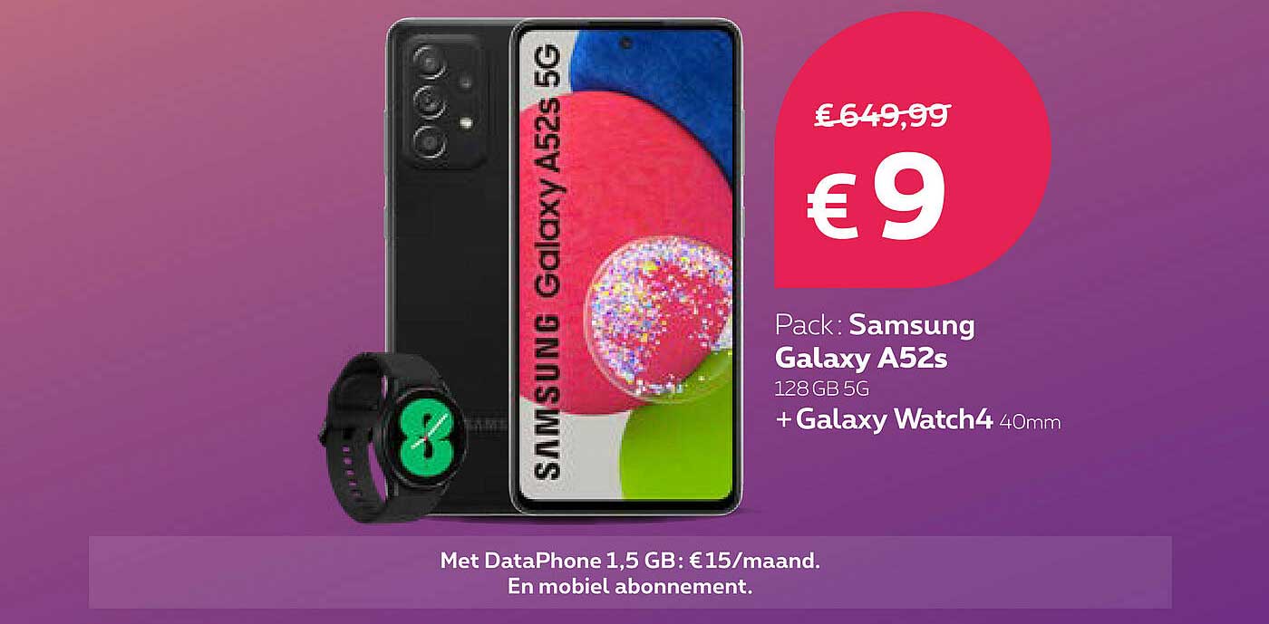 Proximus Samsung Galaxy A52s 128 Gb 5g, Galaxy Watch4 40mm