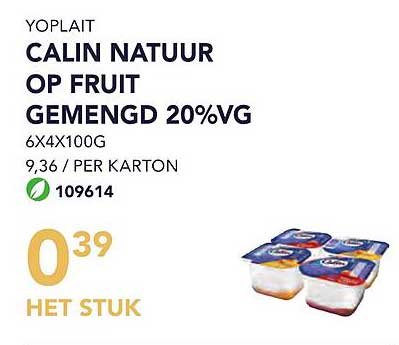 Bidfood Yoplait Calin Natuur Op Fruit Gemengd 20%vg
