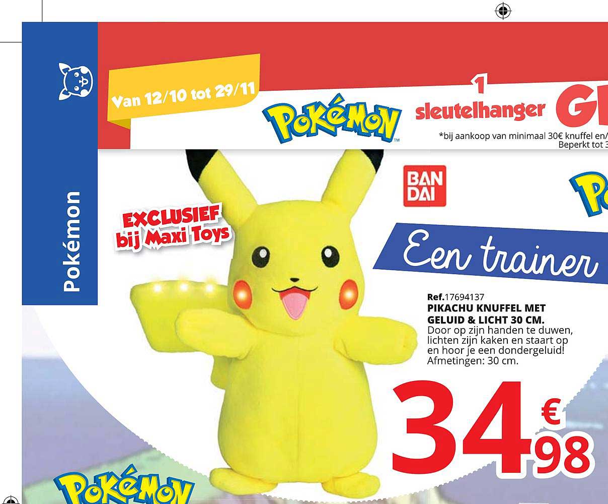 Maxi Toys Pikachu Knuffel Met Geluid & Licht 30 Sm