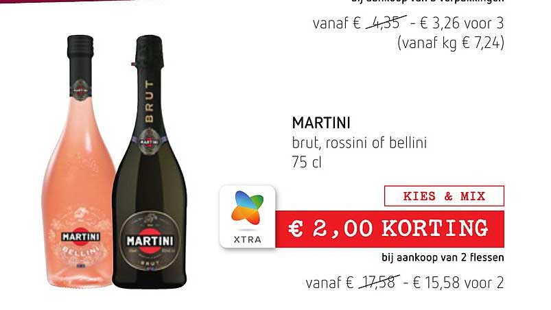 Spar Colruyt Martini Brut, Rossini Of Bellini 75 Cl