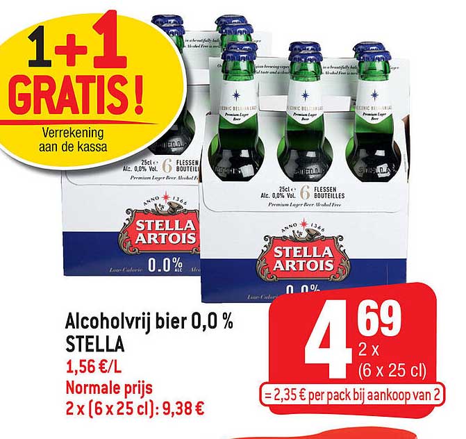 Smatch Alcoholvrij Bier 0,0% Stella 1+1+ Gratis