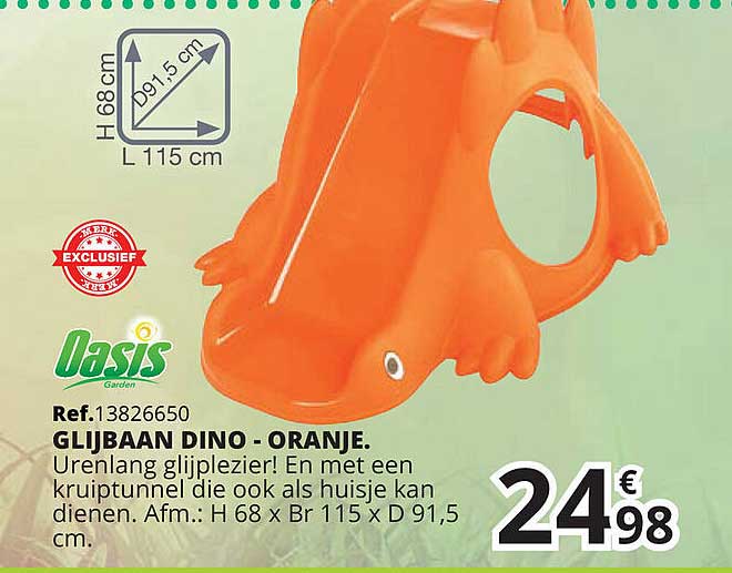 Maxi Toys Oasis Glijbaan Dino Oranje