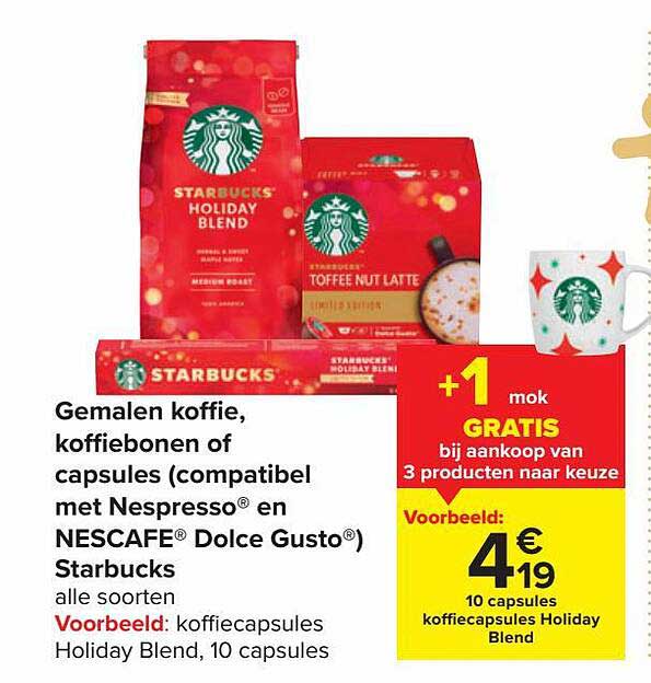 Carrefour Gemalen Koffie, Koffiebonen Of Capsules (compatibel Met Nespresso En Nescafé Dolce Gusto) Starbucks