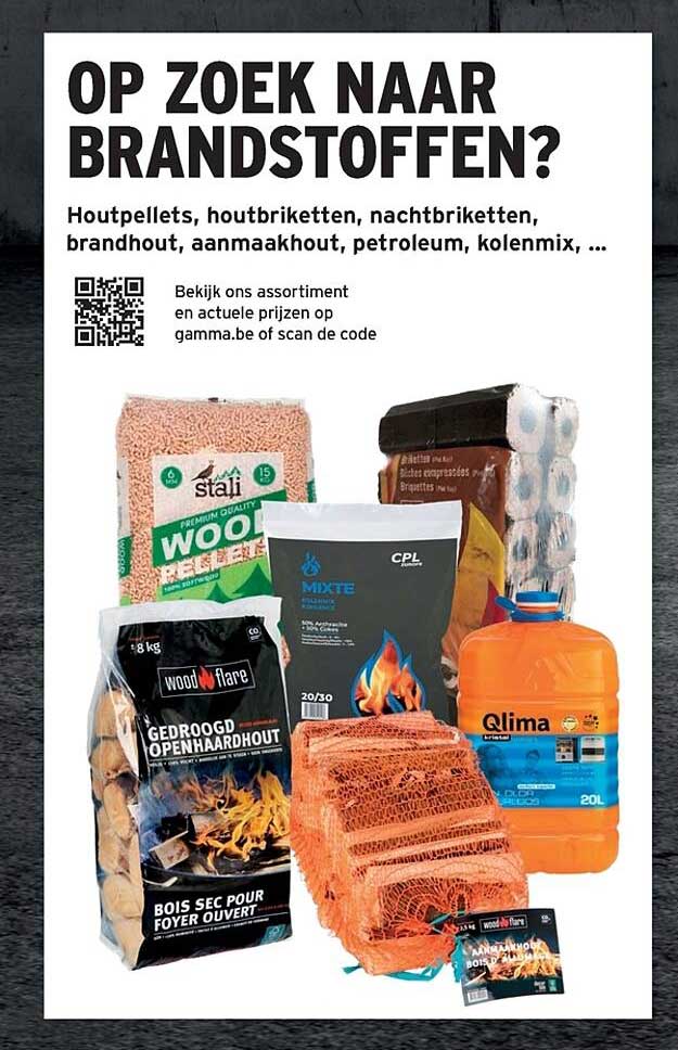 GAMMA Houtpellets, Houtbriketten, Nachtbriketten, Brandhout, Aanmaakhout, Petroleum, Kolenmix