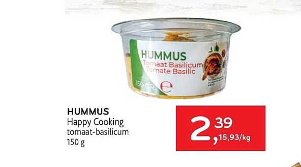 Alvo Hummus Happy Cooking Tomaat-basilicum