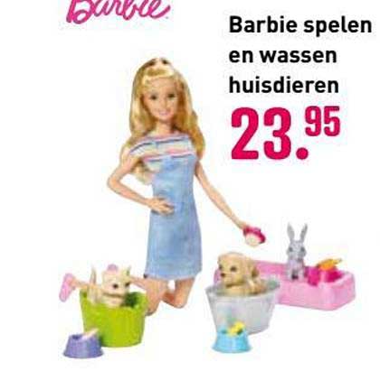 Barbie Spelen En Wassen Huisdieren Aanbieding bij Unikamp
