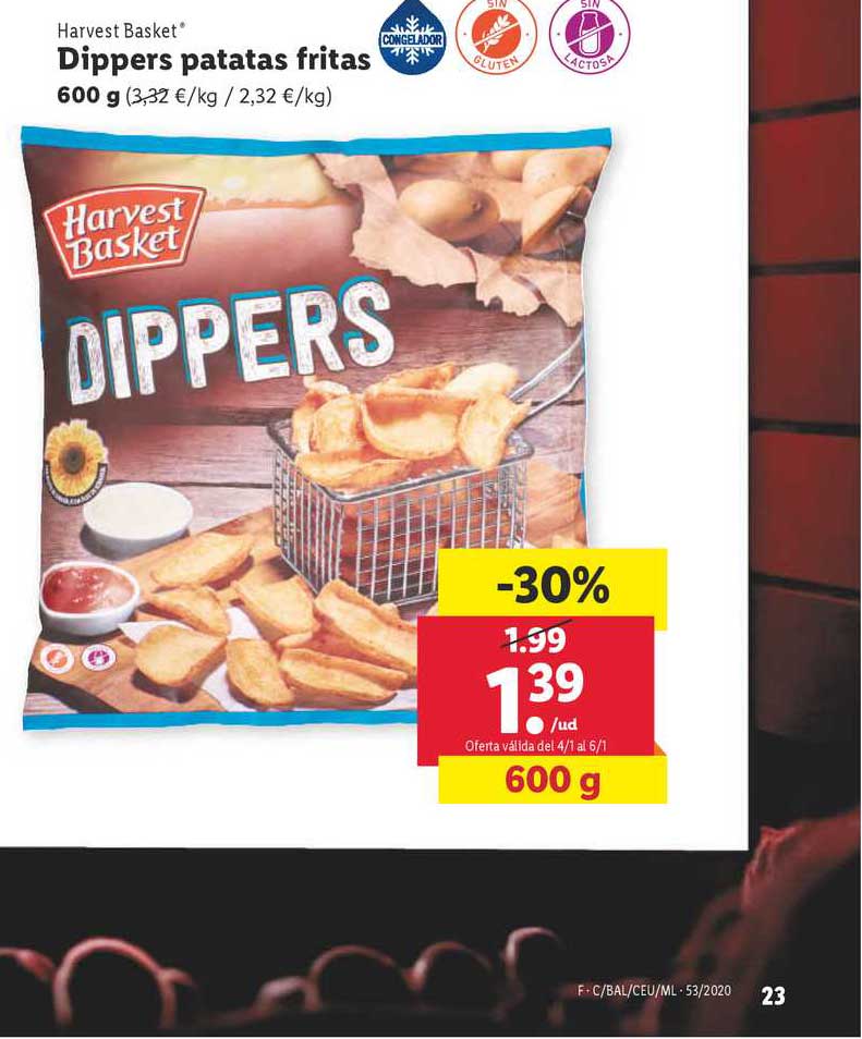 Oferta -30% Harvest Dippers Patatas Fritas 600 G en LIDL