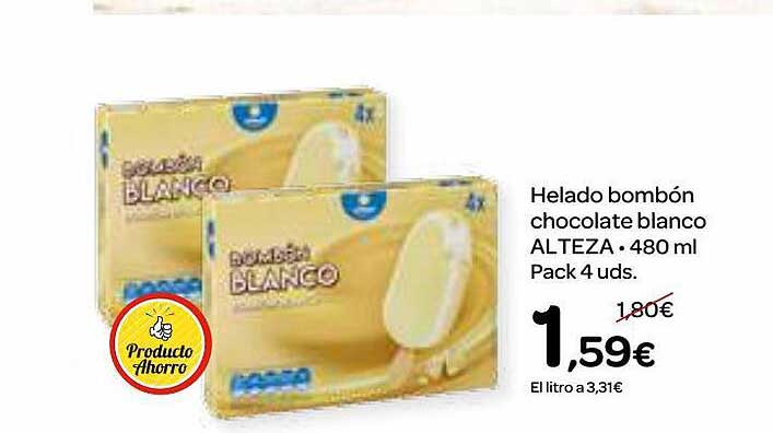 Dialprix Helado Bombón Chocolate Blanco Alteza