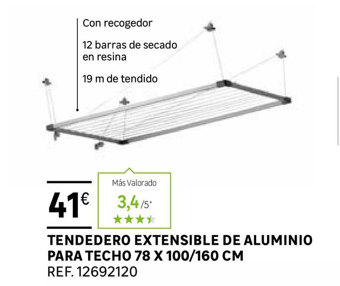 Tendedero Extensible De Aluminio Para Techo 78 X 100 160 en Leroy Merlin