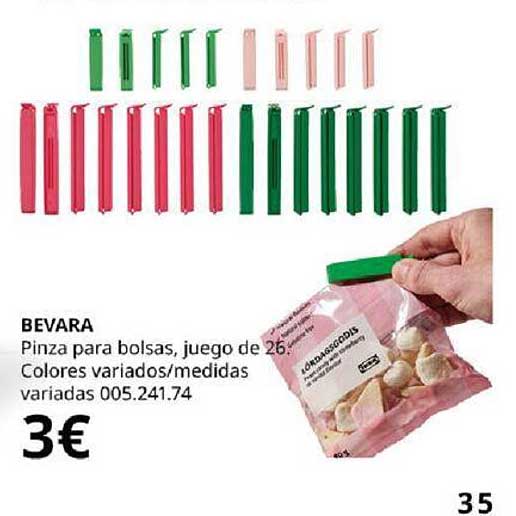 BEVARA pinza para bolsas, juego de 26, colores variados - IKEA