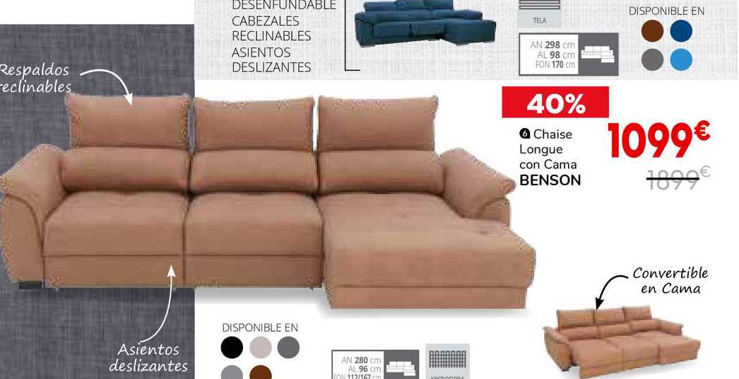 Oferta Chaise Longue Con Cama Benson en Conforama