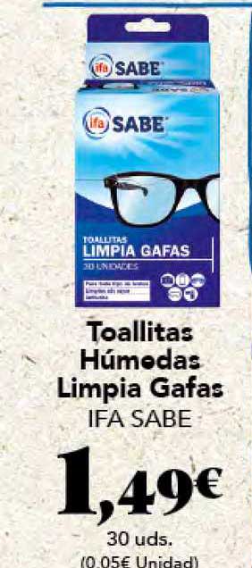 TOALLITAS HUMEDAS LIMPIA GAFAS IFA SABE 30 UDS