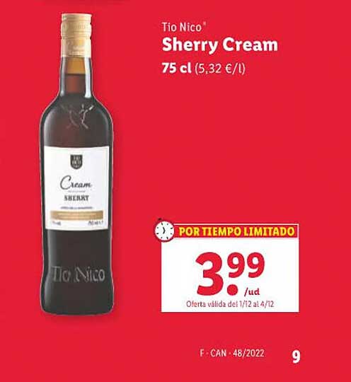 Oferta Tio Nico LIDL Cream Sherry en