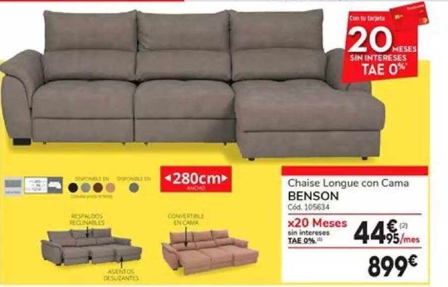 Oferta Chaise Longue Con Cama Benson en Conforama