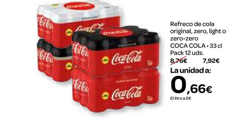 Dialprix Refresco De Cola Original, Zero, Light O Zero-zero Coca Cola, 33cl Pack 12 Uds.