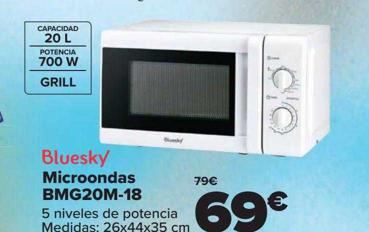 Microondas con Grill Bluesky BMG20M-18, 700 W, 20 L, 5 Niveles de